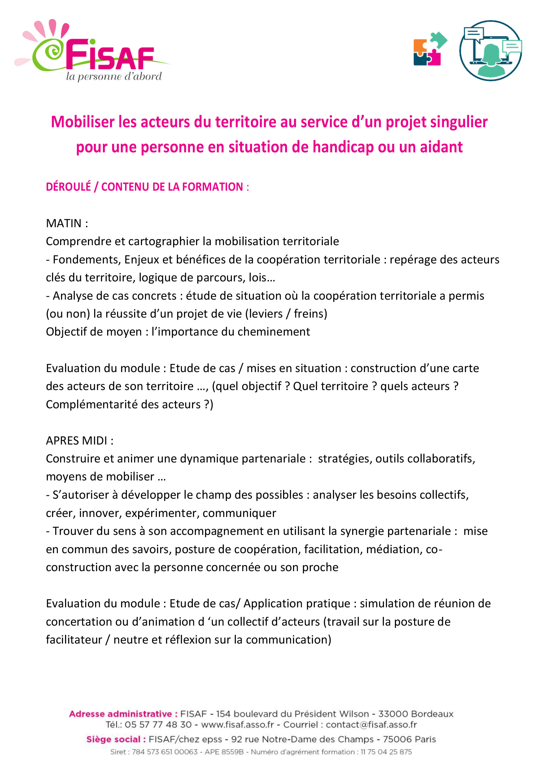 Mobiliser les acteurs du territoire au service d’un projet singulier pour une personne en situation de handicap ou un aidant