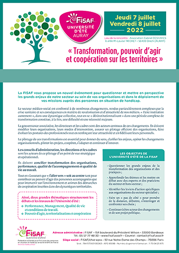 PROGRAMME DE L'UNIVERSITÉ D'ÉTÉ